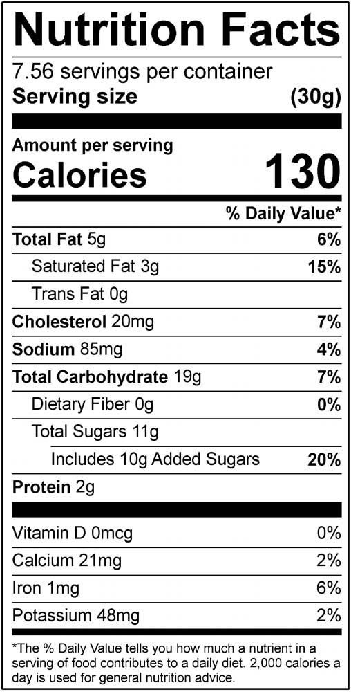 Caramel Chocolate Chip Nutritional Info