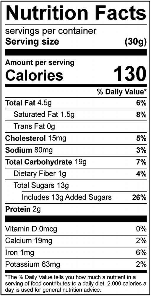 T-Rex Peanut Butter Cookie 8 oz. Nutritional Info